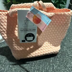 Unbranded Peach Woven Clutch Bag
